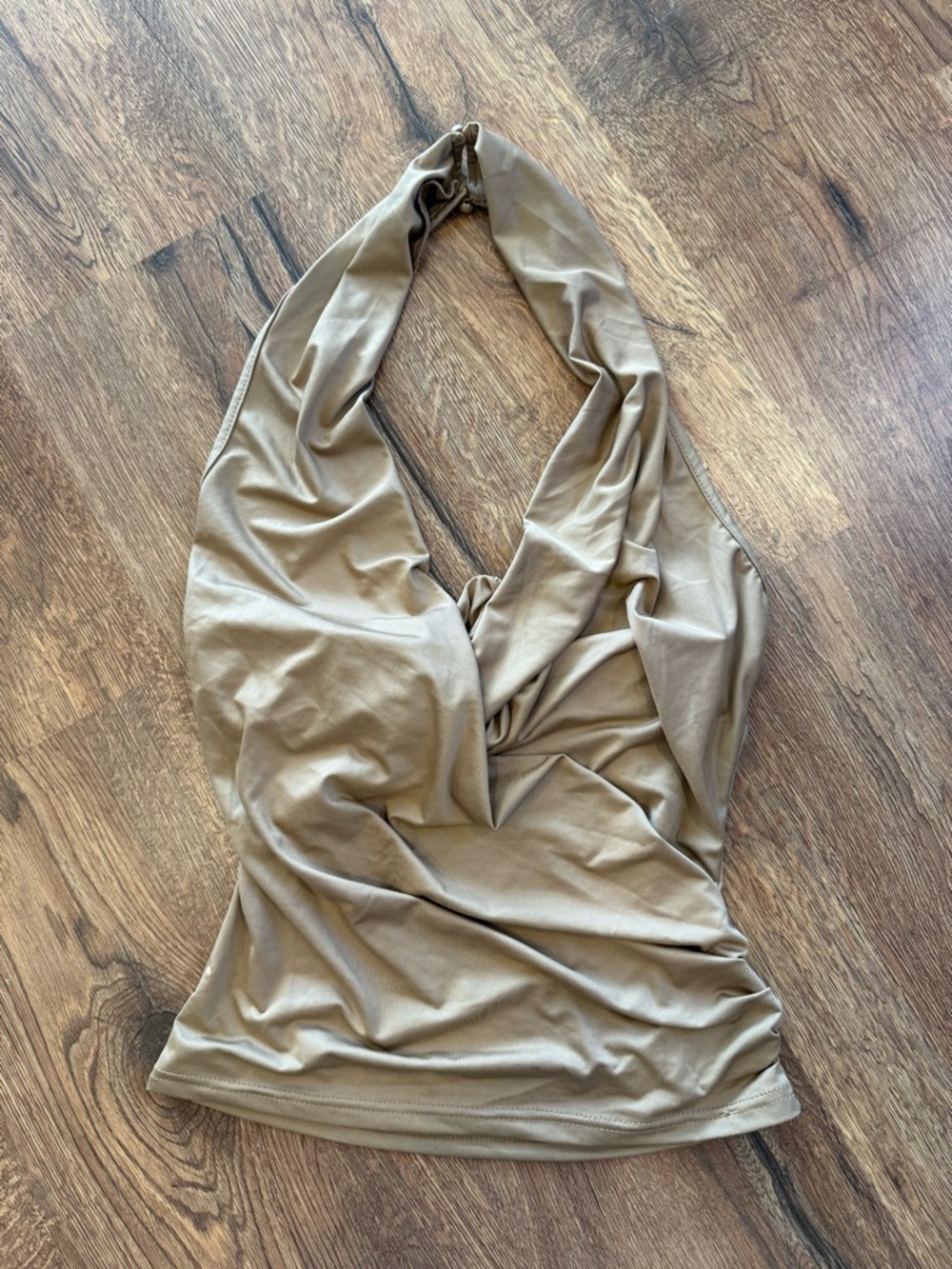 SHEIN Taupe Halter Drape Cowl Neck Tank